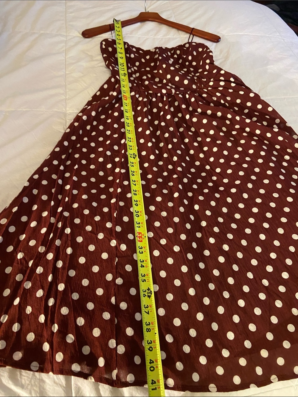 Brown Polka Dot Spaghetti Strap Dress - Picture 6 of 14